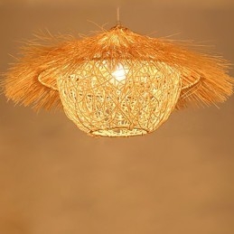 Cany Art כפרי מודרני ארוג קש מנורת טיפת ראש יחיד