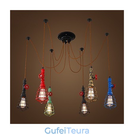 6 אורות וינטג' תליון אורות Waterpipe Design Lights 6 אורות וינטג' תליון אורות Waterpipe Design Lights