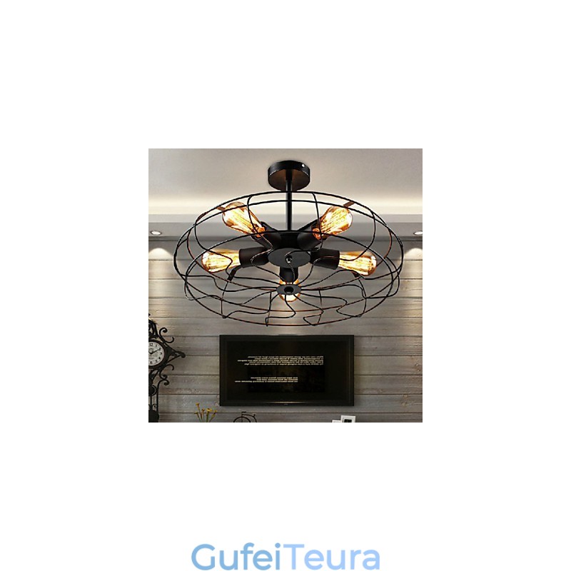 מנורת תליון מאוורר מתכת תעשייתי בציר Steampunk תקרה נברשת אור