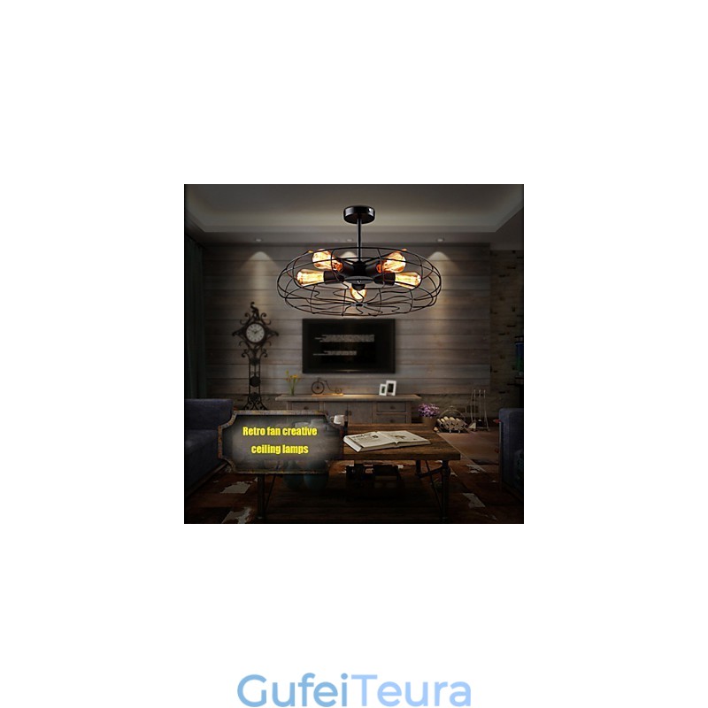 מנורת תליון מאוורר מתכת תעשייתי בציר Steampunk תקרה נברשת אור