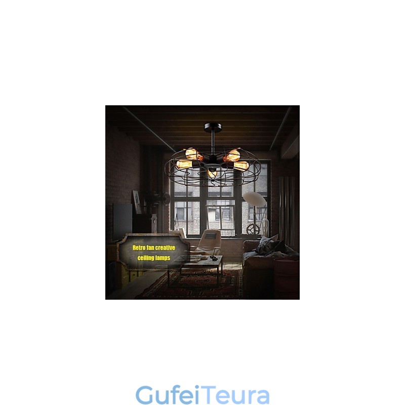 מנורת תליון מאוורר מתכת תעשייתי בציר Steampunk תקרה נברשת אור