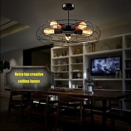 מנורת תליון מאוורר מתכת תעשייתי בציר Steampunk תקרה נברשת אור