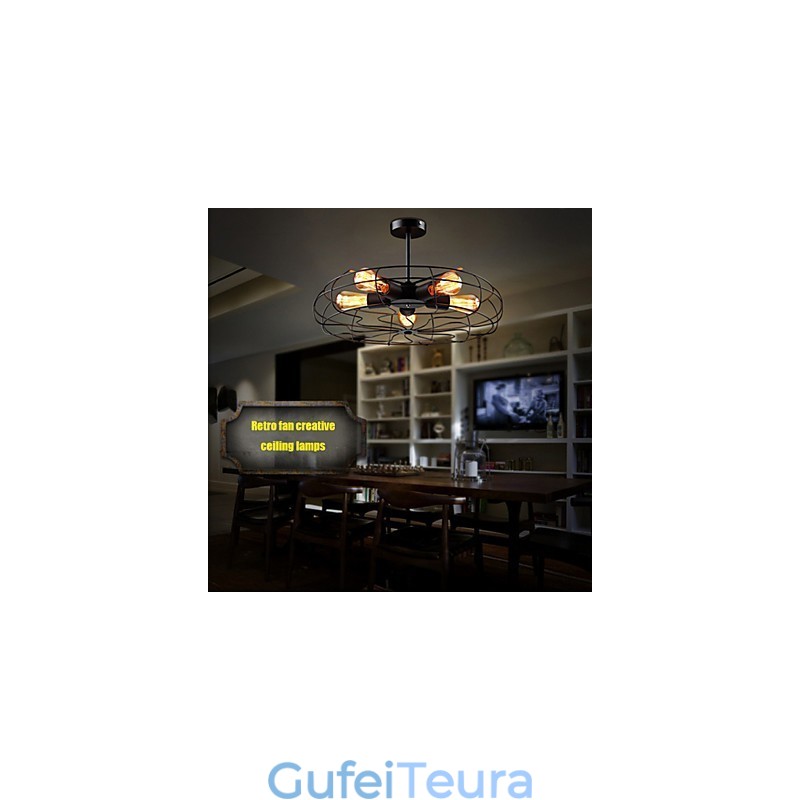 מנורת תליון מאוורר מתכת תעשייתי בציר Steampunk תקרה נברשת אור