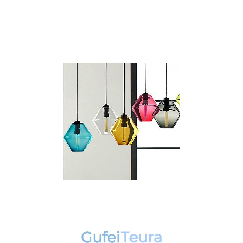 צבע סוכריות צבע ראש יחיד אמנות נברשת זכוכית אור תליון עם גוון זכוכית (אפור צהוב ירוק אדום ורוד כחול לבן)