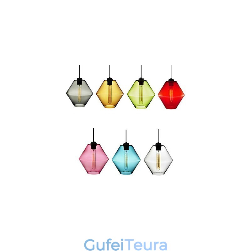 צבע סוכריות צבע ראש יחיד אמנות נברשת זכוכית אור תליון עם גוון זכוכית (אפור צהוב ירוק אדום ורוד כחול לבן)