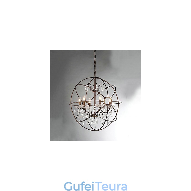 נברשת מתכת ציור קריסטל וינטג'