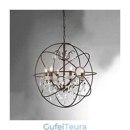 נברשת מתכת ציור קריסטל וינטג'