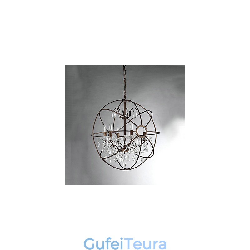 נברשת מתכת ציור קריסטל וינטג'