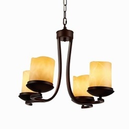 נברשת ציור ברזל עם גוון זכוכית מנורת הדלקת נרות קלאסית 4 ראשים