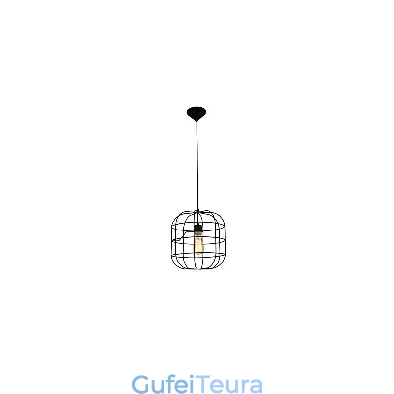 מיני אומנותי תליון מנורת כלוב ציפורים 1 אור Mordern פשטות גימור שחור לבן מתכת פלדת פחמן Droplight