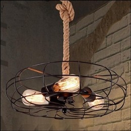 נברשת מאוורר תעשייתי וינטג' אמריקאי Lron Rope Creative