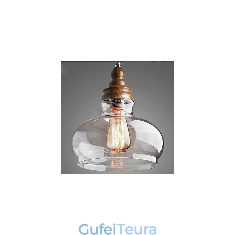 אור תליון קריסטל מעץ בסגנון וינטג' (קוטר 24 ס"מ)