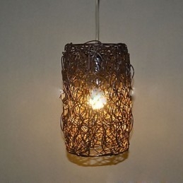 Cany Art כפרי מודרני ארוג קש מנורת טיפת ראש יחיד