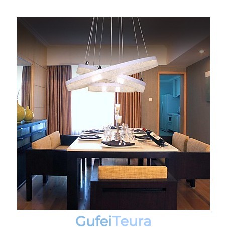 אור תליון קריסטל מנורה מודרנית שלוש טבעות