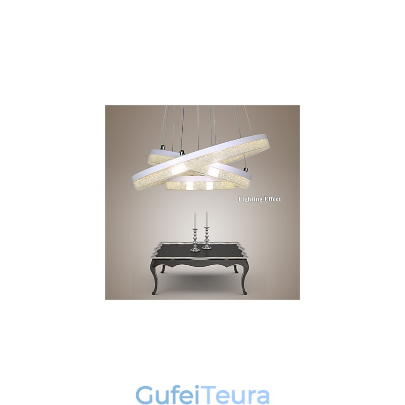 אור תליון קריסטל מנורה מודרנית שלוש טבעות