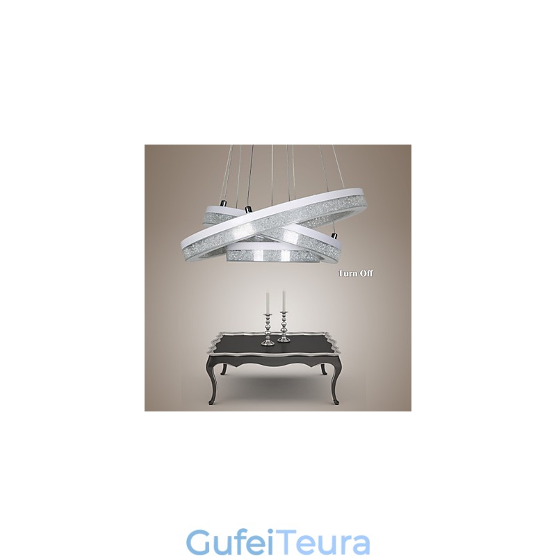 אור תליון קריסטל מנורה מודרנית שלוש טבעות